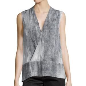 J Brand Black & White Print Surplice Blouse